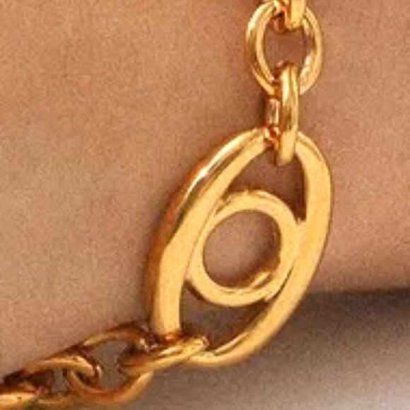 DOUBLE OVAL THICK LINK 18K GOLD DIPPED CHUNKY BRACELET - Picture 3 of 4